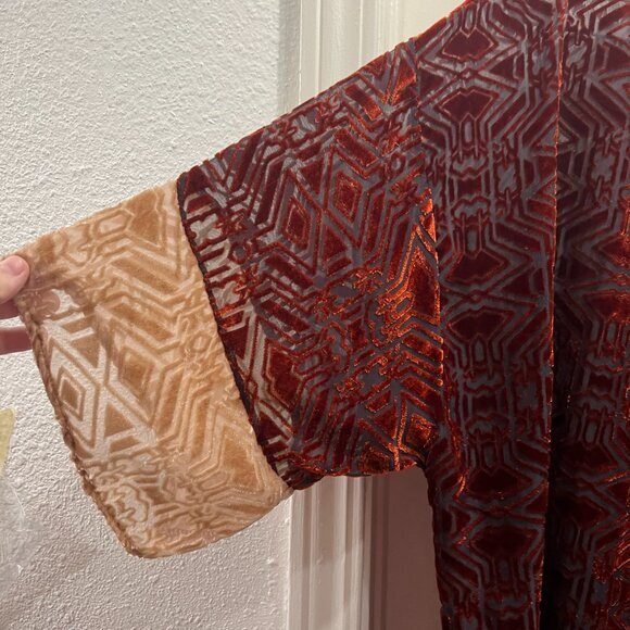 The Langford Line Womens Velvet Burnout Kimono Jewel Tone Whimsygoth‎ Witchy OS - Picture 2 of 6